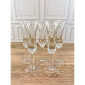 VTG Set of 5 Holmegaard Apertif Cordial Clear Glasses Tulip Stem 6in
